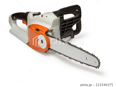 electric chainsaw isolated on white background 123546375