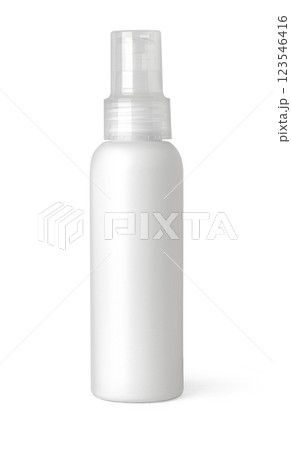 White blank plastic spray bottle for cosmetics presenting beauty product White blank plastic spray bottle for cosmetics presenting beauty product 123546416