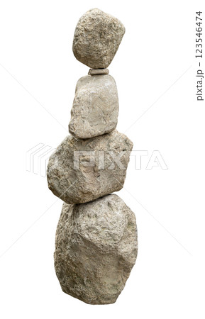 Balancing rocks symbolizing stability and harmony on white background 123546474