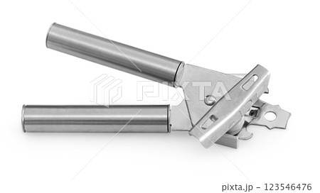 Stainless steel can opener isolated on white background Stainless steel can opener isolated on white background 123546476