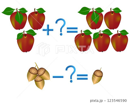 Educational game for children, illustration of mathematical addition and subtraction. 123546590