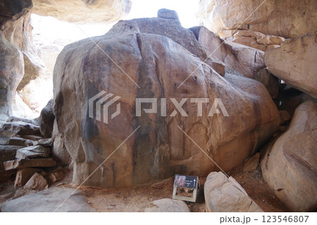 インド　世界遺産ビームベートカーの岩陰遺跡 123546807
