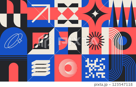 Neo Geo Abstract Bauhaus Seamless Pattern 123547118