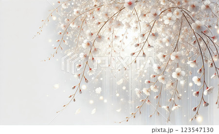 繊細な枝垂桜のフレームイラスト(純白背景・上品・春) 繊細な枝垂桜のフレームイラスト(純白背景・上品・春) 123547130