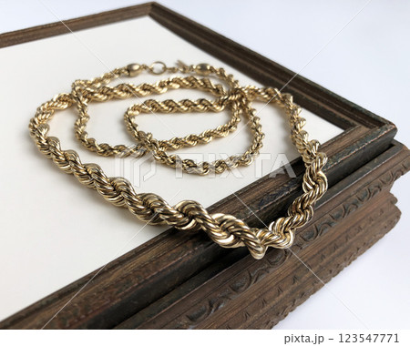 Unique necklace for women on a white background, promotional photo for an online vintage and handmade jewelry store 123547771