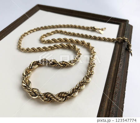 Unique necklace for women on a white background, promotional photo for an online vintage and handmade jewelry store 123547774