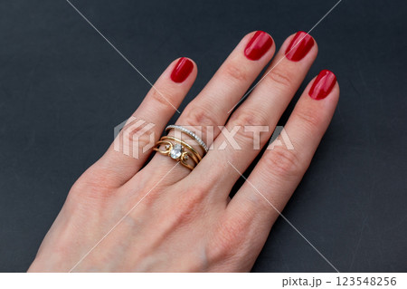 Statement ring for women on a black background, fine jewelry concept, promotional photo for an online vintage and handmade jewelry store Statement ring for women on a black background, fine jewelry concept, promotional photo for an online vintage and handmade jewelry store 123548256