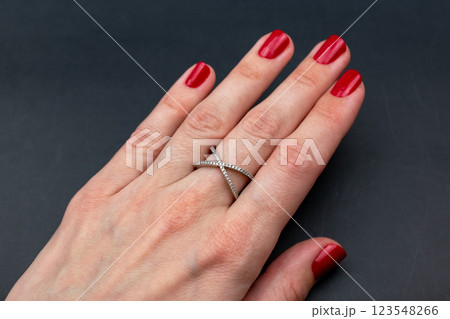 Statement ring for women on a black background, fine jewelry concept, promotional photo for an online vintage and handmade jewelry store Statement ring for women on a black background, fine jewelry concept, promotional photo for an online vintage and handmade jewelry store 123548266