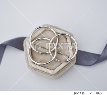 Statement ring for women on a white background, fine jewelry concept,  promotional photo for an online vintage and handmade jewelry store 123548729