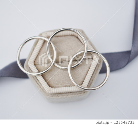 Statement ring for women on a white background, fine jewelry concept,  promotional photo for an online vintage and handmade jewelry store 123548733