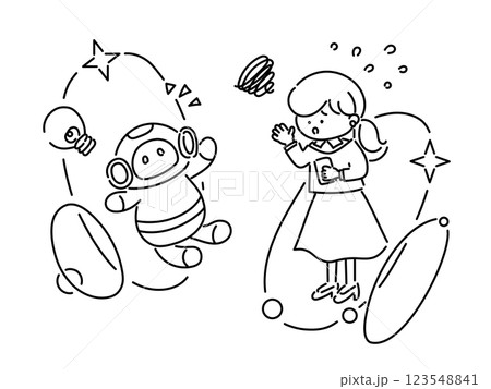 AIと会話する困っている女性のイメージ 123548841