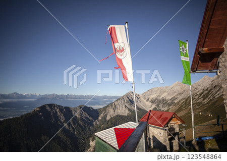 Bettelwurf hut at Karwendel mountains on Karwendel Hohenweg in Austria Bettelwurf hut at Karwendel mountains on Karwendel Hohenweg in Austria 123548864