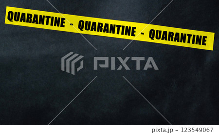 Warning Tape With Text Quarantine 123549067