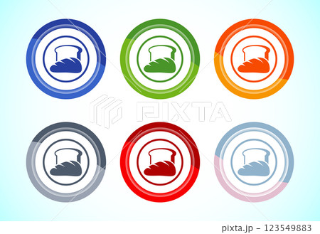 Bread icon design illustration, bakery icon sign symbol, 6 color button design set 123549883