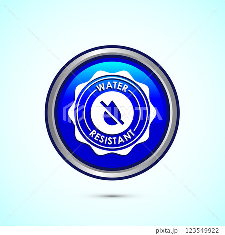 Water resistant icon design illustration, Waterproof sign, liquid proof protection. Button design Water resistant icon design illustration, Waterproof sign, liquid proof protection. Button design 123549922