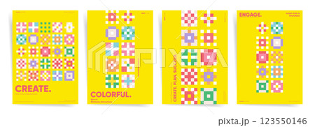 Colorful Geometric Pattern Cover Design. Modern Abstract Layout for Brochure, Flyer, Poster, Business Report, Branding, Advertising, Portfolio, Floral Pattern, Digital Presentation Colorful Geometric Pattern Cover Design. Modern Abstract Layout for Brochure, Flyer, Poster, Business Report, Branding, Advertising, Portfolio, Floral Pattern, Digital Presentation 123550146
