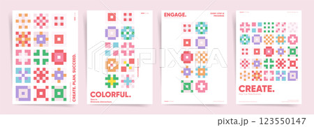 Minimal Geometric Floral Pattern Cover Design. Abstract Pixel Flowers Layout for Brochure, Flyer, Poster, Business Presentation, Branding, Advertising, Portfolio, Corporate Identity, Modern Marketing Minimal Geometric Floral Pattern Cover Design. Abstract Pixel Flowers Layout for Brochure, Flyer, Poster, Business Presentation, Branding, Advertising, Portfolio, Corporate Identity, Modern Marketing 123550147