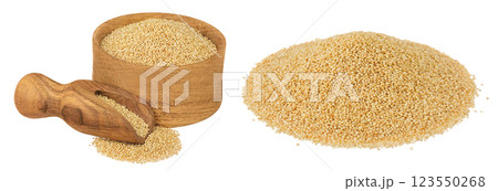 Amaranth grain seeds in wooden scoop and bowl isolated on white background Amaranth grain seeds in wooden scoop and bowl isolated on white background 123550268