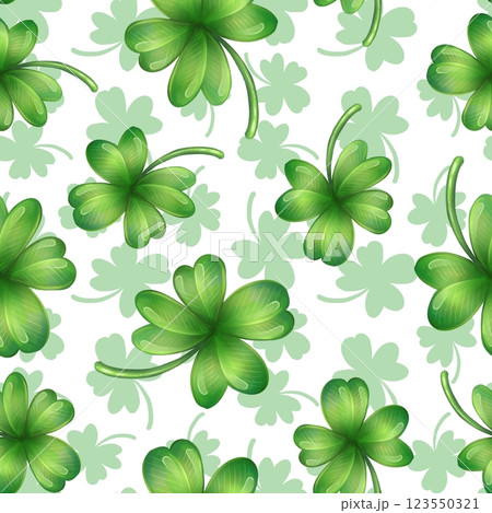 Seamless pattern with clover leaves. Green four leaf clover background. Seamless pattern with clover leaves. Green four leaf clover background. 123550321