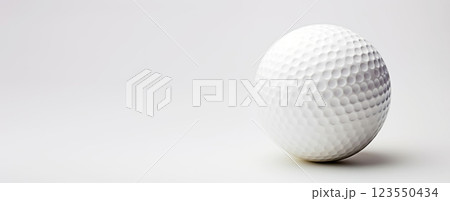 Close-up of golf ball isolated on white backdrop. Generative AI 123550434
