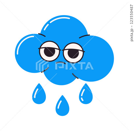 Cute sad cloud crying rain Cute sad cloud crying rain 123550487