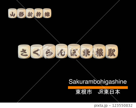 切り抜き用文字ブロック：さくらんぼ東根駅 123550832