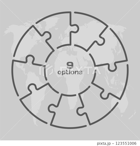 Circle diagram infographic in 9 steps or options 123551006