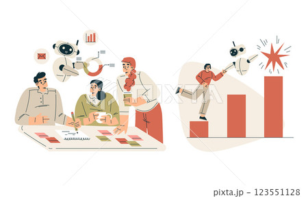 Artificial Intelligence Technology with People Character Interacting with Smart Bot Vector Set Artificial Intelligence Technology with People Character Interacting with Smart Bot Vector Set 123551128