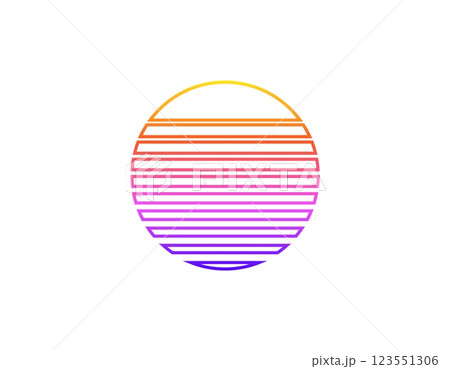 Retro eighties geometric circle with vibrant gradient 123551306