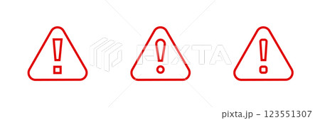 Three red warning signs in triangular shapes 123551307