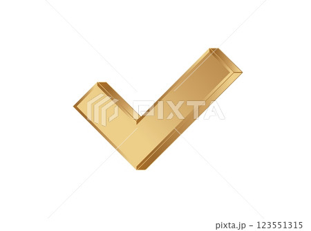 Golden check mark icon for confirmation and approval 123551315