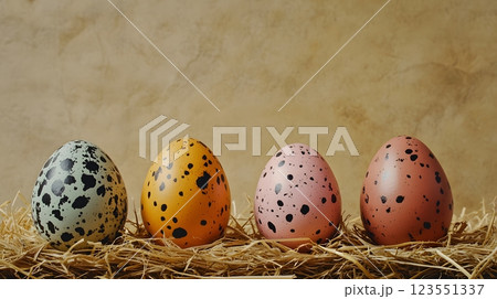 Horizontal banner with Easter eggs with space for text on top 123551337