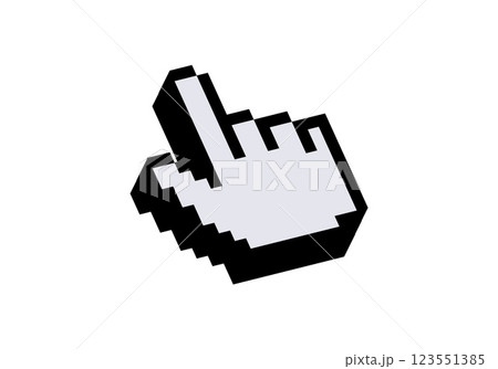 Pixelated hand cursor icon for digital interfaces and navigation 123551385