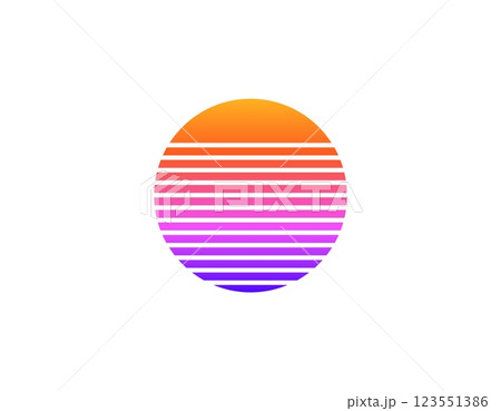 Retro sun with bright geometric design in eighties style Retro sun with bright geometric design in eighties style 123551386