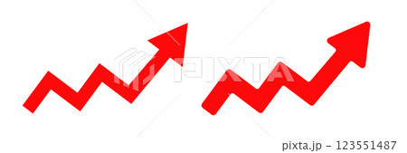 Red zigzag arrows pointing upwards indicating growth 123551487