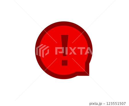 Red warning sign with exclamation mark inside circle for caution alerts 123551507