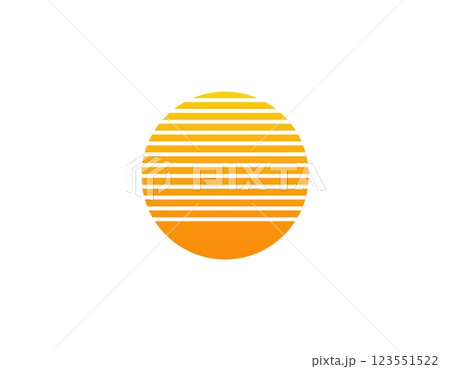 Retro sun circle with geometric stripes from the eighties and nineties 123551522