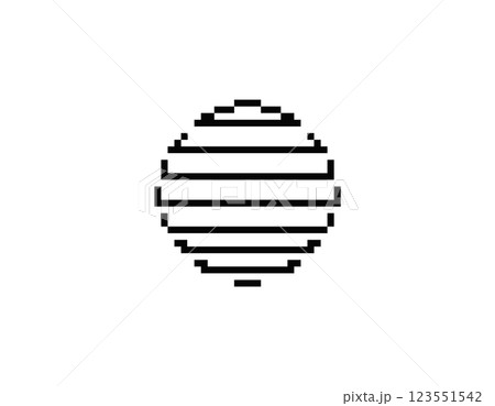 Retro pixel sun circle: geometric design in 80s and 90s style 123551542