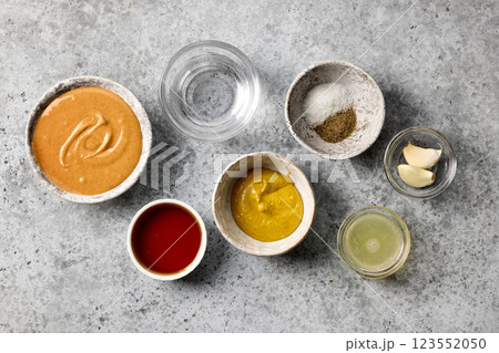 various salad dressing ingredients 123552050