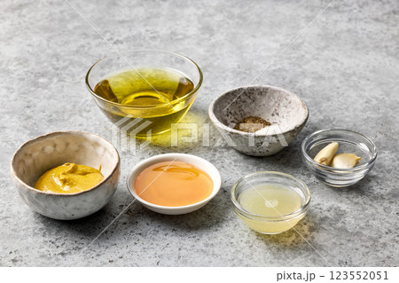 various salad dressing ingredients 123552051