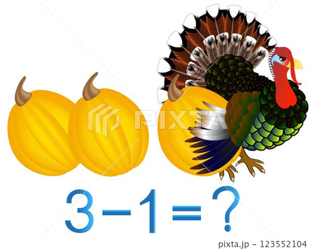 Educational games for children, subtract one, with pumpkins. Educational games for children, subtract one, with pumpkins. 123552104