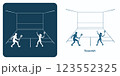 Squash Emblem. Woman and Man playing Squash Rackets. 123552325