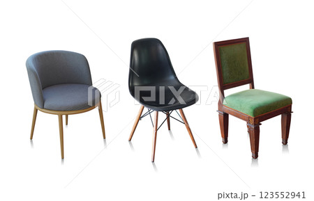 antique three chairs on white background, object, decor, furniture, fashion, home, house, copy space antique three chairs on white background, object, decor, furniture, fashion, home, house, copy space 123552941