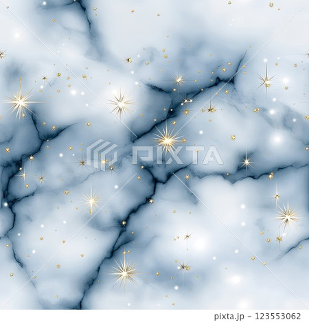 Beautiful light blue and white marble design featuring shimmering gold glitter ideal for art, decor, or digital backgrounds SEAMLESS PATTERN 123553062