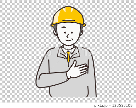 一名穿著工作服、表情輕鬆的男子 123553109