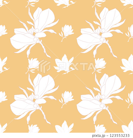 Magnolia seamless pattern. Vintage style. Floral ornament. 123553233