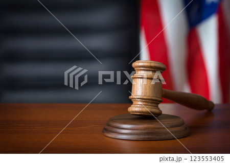 Wooden gavel on desk Wooden gavel on desk 123553405