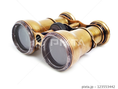 Vintage binoculars on white Vintage binoculars on white 123553442