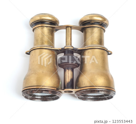 Old binoculars on white background 123553443