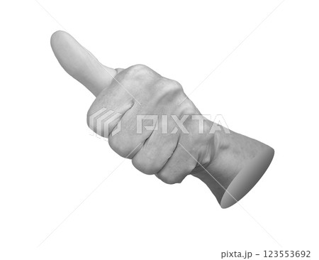 Elderly hand giving a thumbs up gesture, symbolizing approval and success. Wrinkled, aged fingers in 123553692